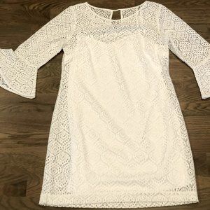 NWOT Lilly Pulitzer White Lace Bell Sleeve Dress Size L